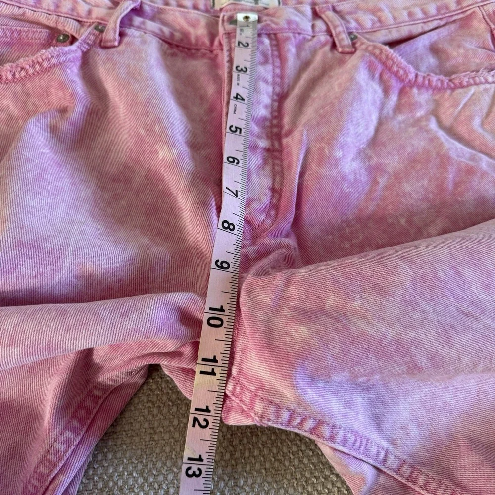 Free People‎ Maggie Jean Acid Wash Pink Button Fly Copped Distressed Hem 31